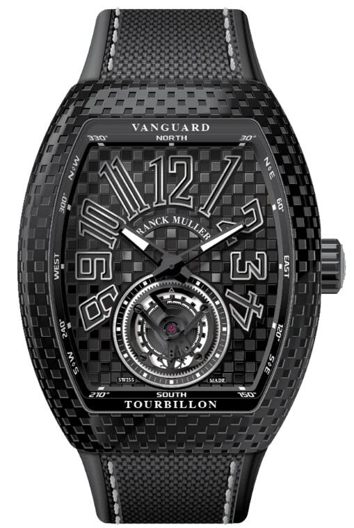 Buy Franck Muller Vanguard Pixel Brushed Black Stainless Steel Tourbillon Replica Watch for sale Cheap Price V 45 T BLK PXL (NR) (BR AC) (PXL NR BR NR AC)